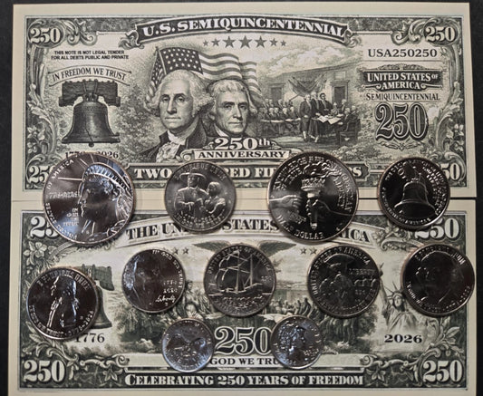 2026 America 250th Anniversary Semi-quincentennial Brilliant Uncirculated Coin set